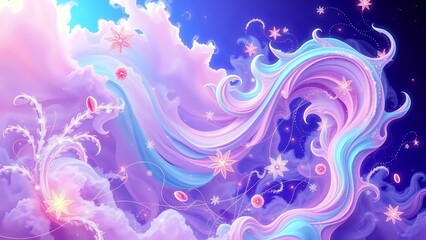 Dreamlike Fantasy Explosion in Vibrant Pastel Colors