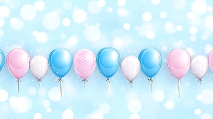 Pastel Balloons Floating Against A Light Blue Background