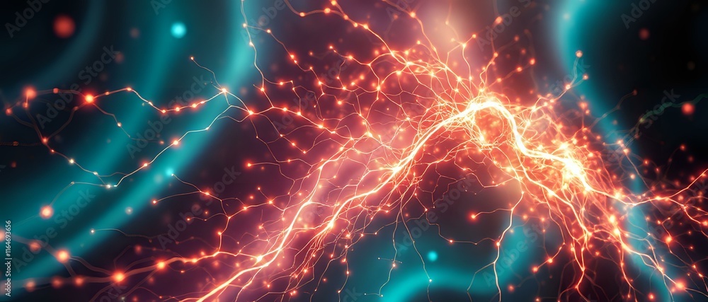 Poster vibrant abstract neural network pattern