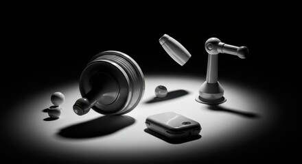 Futuristic miniature robotic arm with detachable components