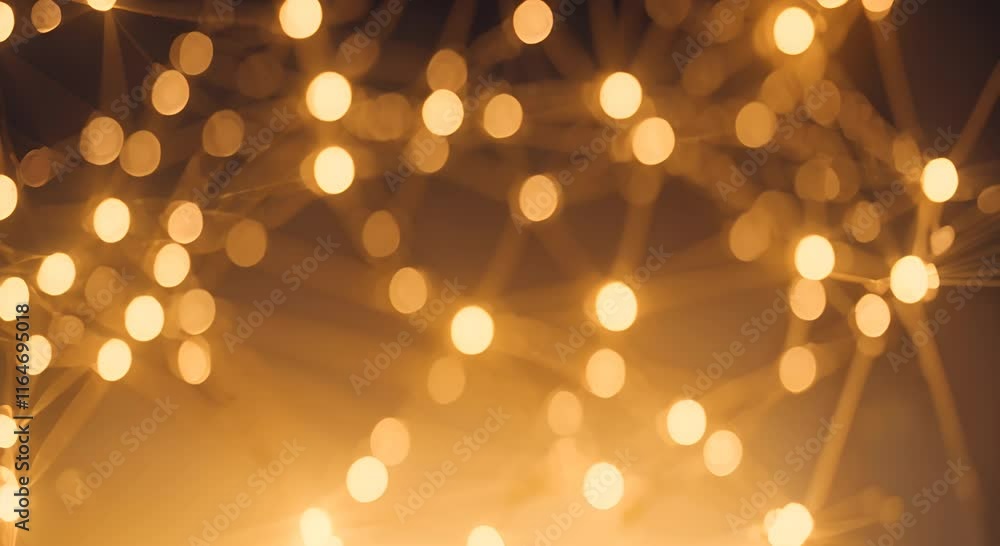 Poster abstract golden network connections with a bright bokeh background depicting connectivity and data 4