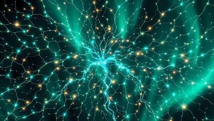 Mesmerizing Bioluminescent Neural Network: Art Nouveau Style