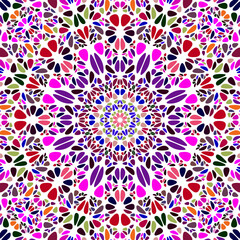 Abstract dynamic radial flower mosaic pattern mandala background design - psychedelic colorful circular vector illustration from curved shapes
