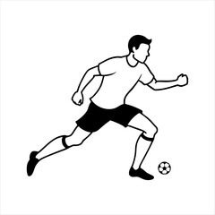 Obraz premium black vector of soccer player silhouette in dynamic movement, minimalist logo style
