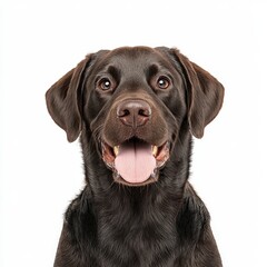 Fototapeta premium A vibrant close-up of a joyful black Labrador Retriever showcasing its expressive eyes and playful demeanor.