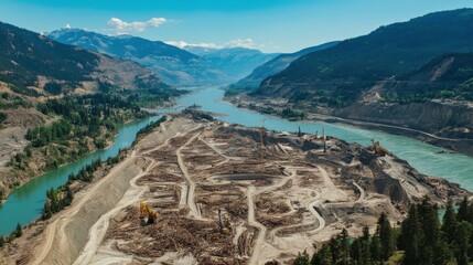 Aerial View of Habitat Destruction by Construction Debris
