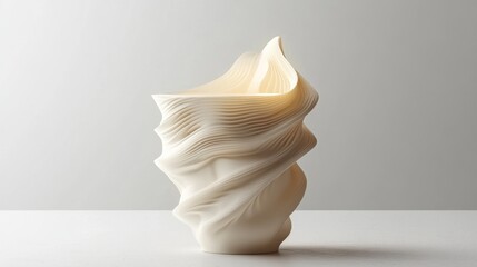 Elegant off-white ceramic vase with a swirling, textured design.