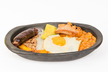 Paisa tray the most representative dish of Colombia and the emblem of Antioquia gastronomy