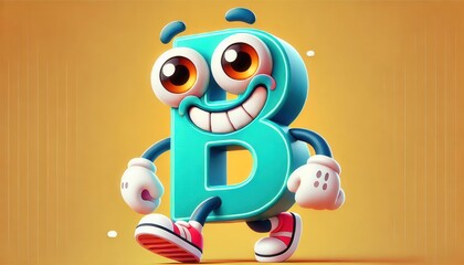 Playful cartoon letter B mascot with cheerful and vibrant design AI generated