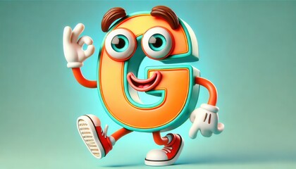 Cheerful cartoon letter G mascot with vibrant and fun design AI generated