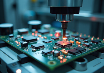 components installed machine uses automation electronic manufacturing process efficiently