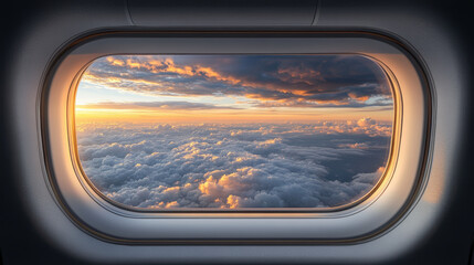 Fototapeta premium view from airplane window isolated on white background 
