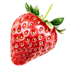 A watercolor drawing of a strawberry, isolated on a white background. Strawberry vector.
