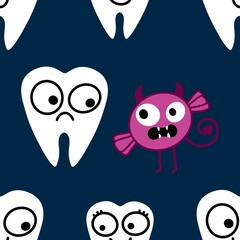 Medicine seamless teeth pattern for doctors accessories and drugstore packaging