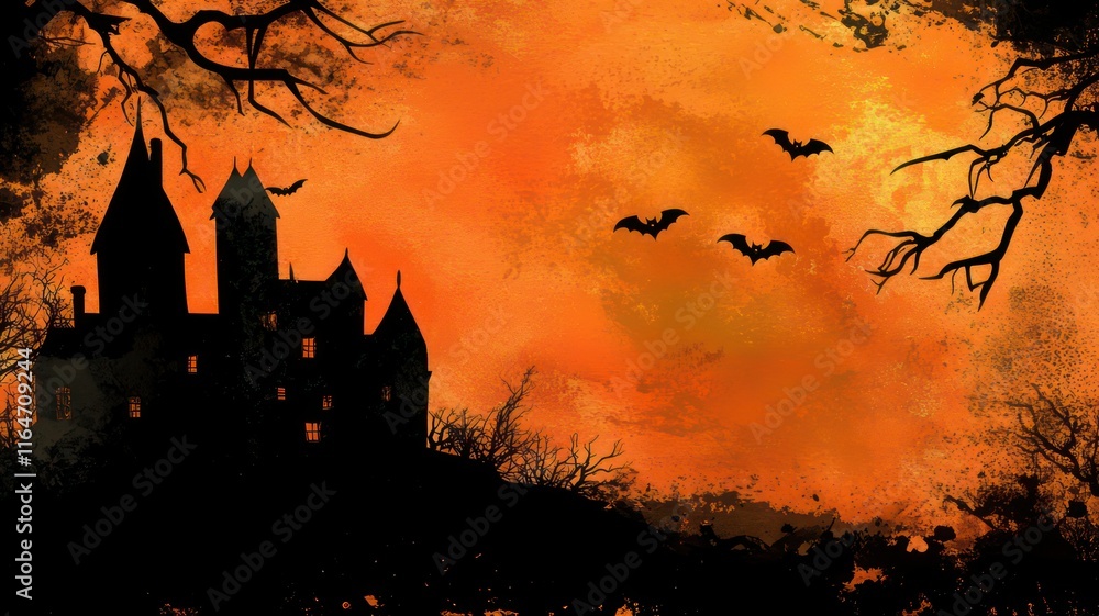 Poster spooky halloween background created with generative ai