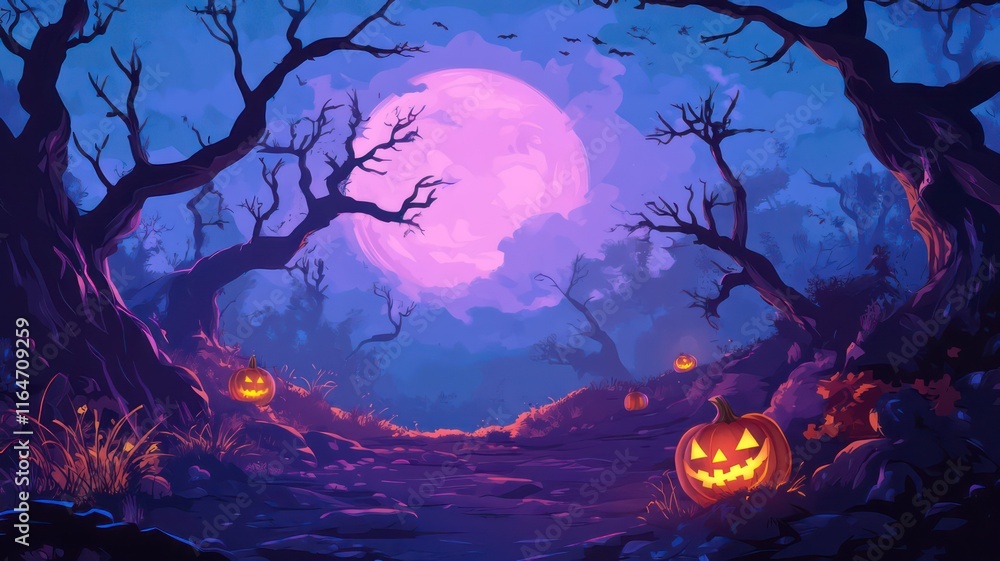 Poster spooky halloween background created with generative ai
