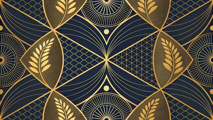 Gold and Luxury seamless  pattern design with abstract shape and golden line arts texture. Geometric modern wallpaper design for print, cover, wall art, fabric and banner background.. 

