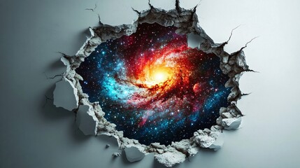 The galaxy on a hole of wall