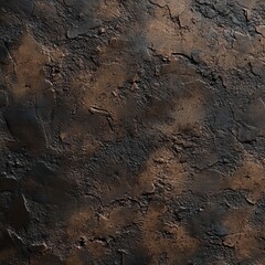 Fototapeta premium Deep dark brown rubber texture with rough matte surface and weathered patterns