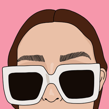 Close-Up of Woman Wearing White Sunglasses
