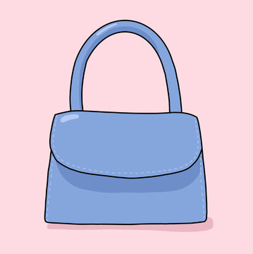Blue Tote Bag on Pastel Pink Background