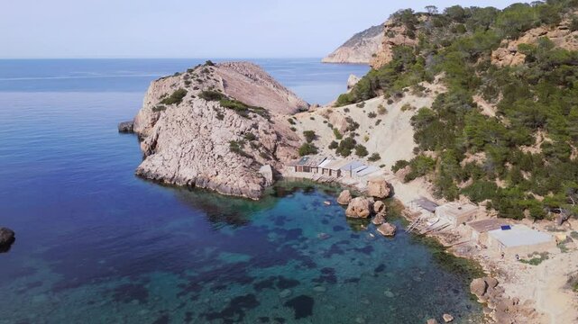 Vistas desde el aire de la playa de Es Portitxol, Ibiza