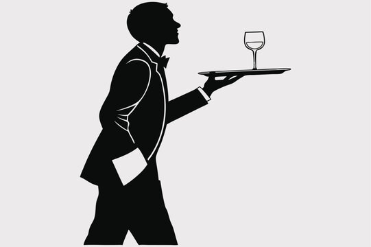 recommend clip art:  A silhouette of a waiter in a formal suit.