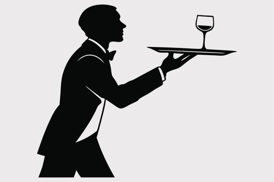 recommend clip art:  A silhouette of a waiter in a formal suit.