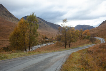 autumn in etive glen, glencoe, scotland