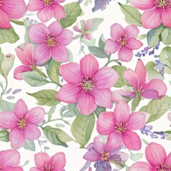 Sweet flower watercolor seamless pattern.soft pastel colors water color seamless pattern for beauty products or other.