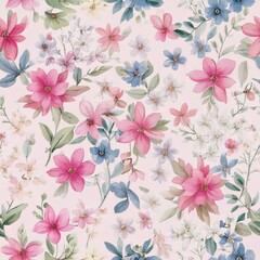 Sweet flower watercolor seamless pattern.soft pastel colors water color seamless pattern for beauty products or other.