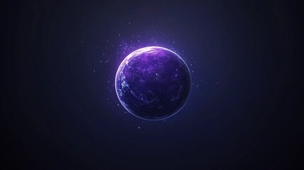 Fototapeta premium Purple planet glowing in dark space.