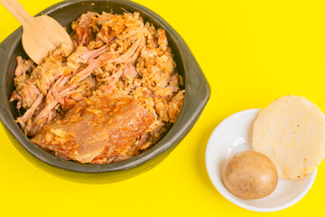 Typical lechona from Tolima with rice