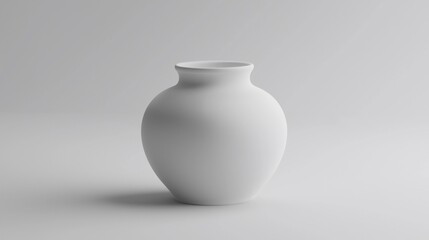 Simple white ceramic vase on white background.