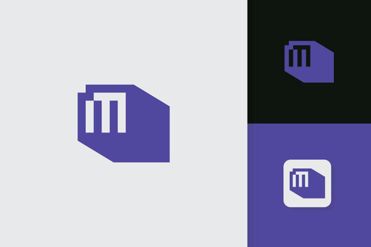 letter m block logo design vector template