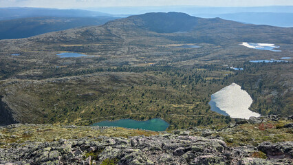 Hiking a mountain with strangely shaped rocks, Rundemellin, Norway