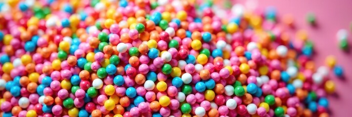 Fototapeta premium Densely packed rainbow sprinkles, creating a textured candy surface , colorful, candy, rainbow sprinkles