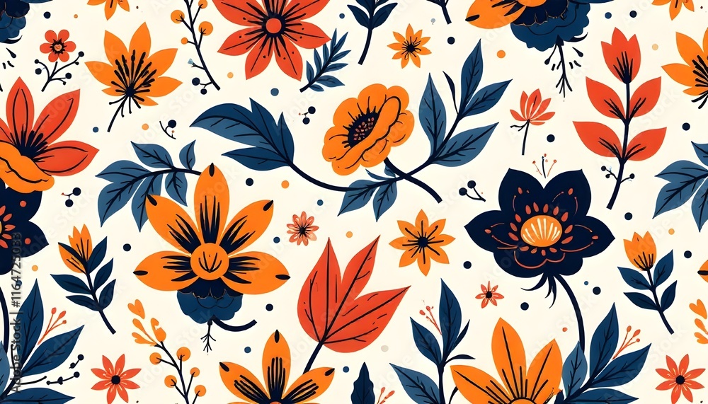 Aufkleber an abstract seamless geometric floral pattern featuring bold shapes and intricate designs, blending 