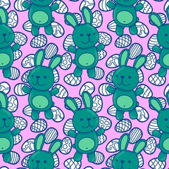 Spring animals seamless rabbit and easter eggs pattern for wrapping paper