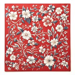 A vibrant floral design featuring intricate patterns of flowers and leaves in contrasting colors, perfect for decorative purposes.