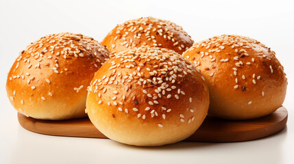 Crispy and warm bread rolls with a soft interior, perfect for breakfast or casual dining visuals, studio view.