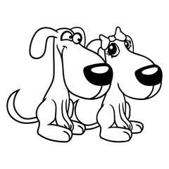 2 Dogs Team Two Friends Couple In Love Girl Boy Design Lover Art Vector Illustration Card T-Shirt Poster Sticker Graphic Print Decorative Drawing Isolated Logo Decoration Symbol Creative Cool Style
