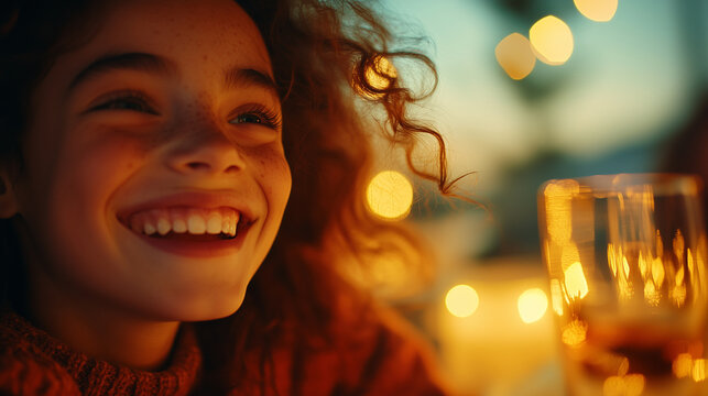 Family gathering with children enjoying joyful moments during twilight celebration