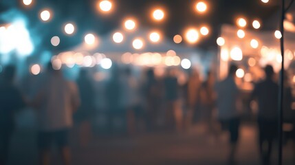 Fototapeta premium Vibrant Evening Festival with Soft Lights and Crowds
