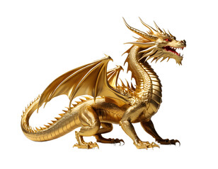 Obraz premium Majestic Gold Dragon with Transparent Background