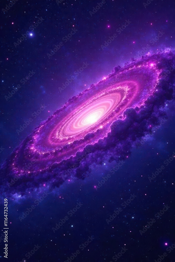Wall mural deep purple cosmos with stars and galaxies in a vast black space, celestial, space