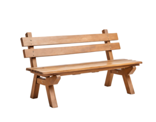 Wooden park bench isolated on transparent background