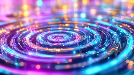 neon circular light trails abstract background - neon