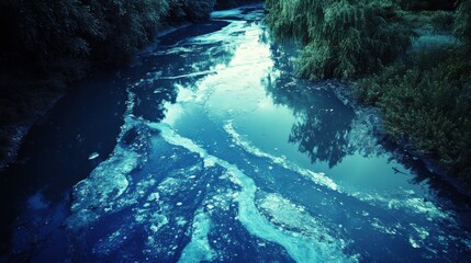 Contaminated River with Dramatic Natural Lighting