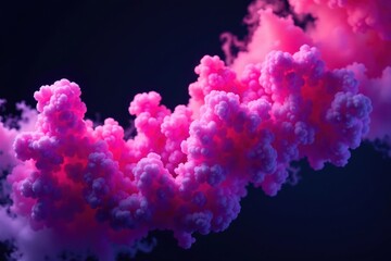 Fototapeta premium Glowing pink and purple smoke clouds, blending into each other against black , steam, smoke